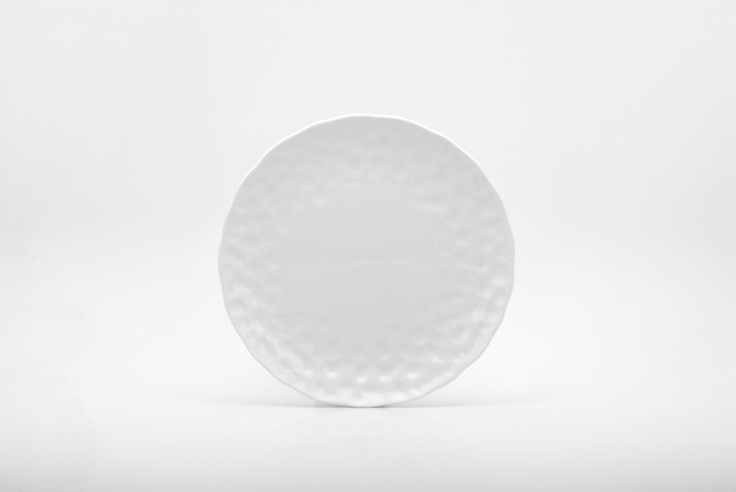 White Six Piece Round Pebbled Porcelain Set of 6 Salad Plate Set