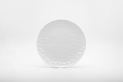 White Six Piece Round Pebbled Porcelain Set of 6 Salad Plate Set