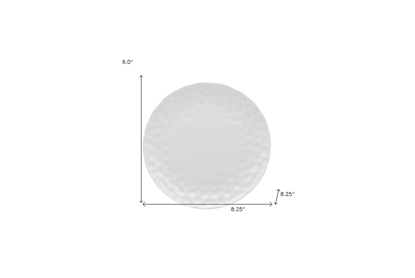 White Six Piece Round Pebbled Porcelain Set of 6 Salad Plate Set