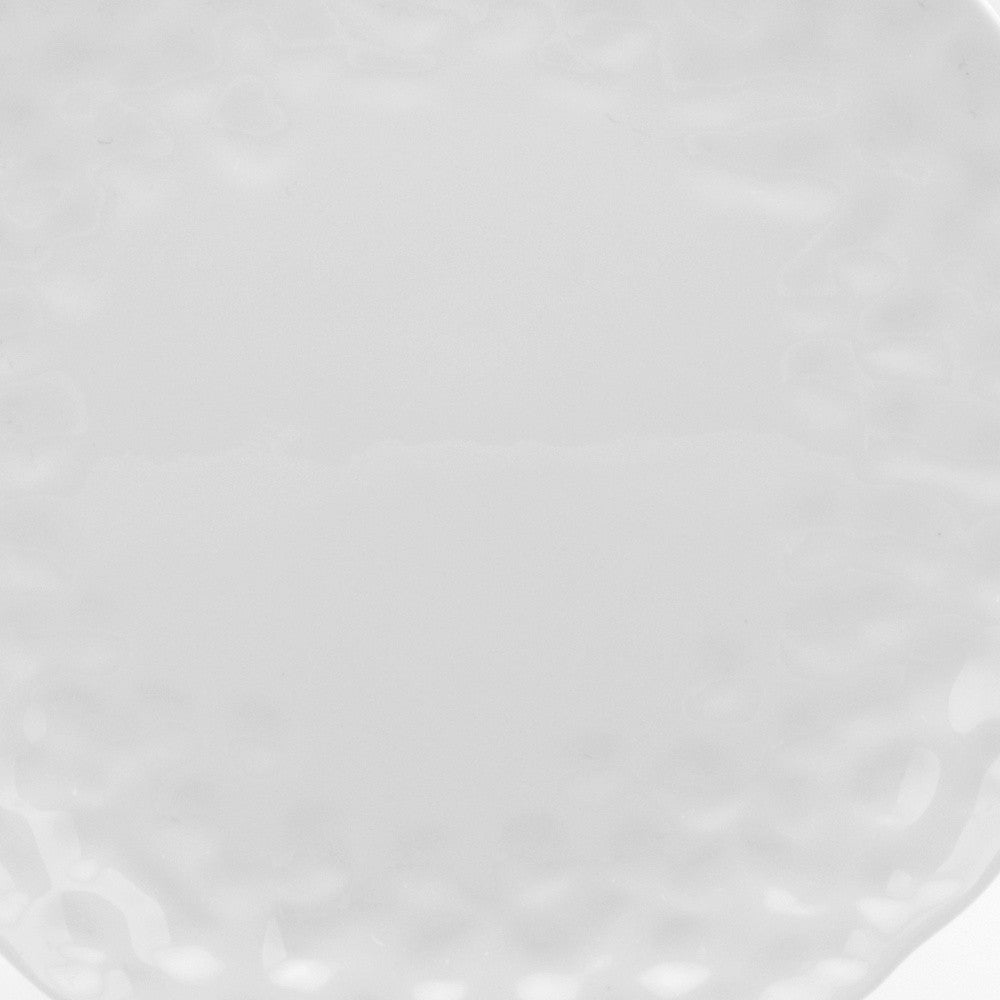 White Six Piece Round Pebbled Porcelain Set of 6 Salad Plate Set