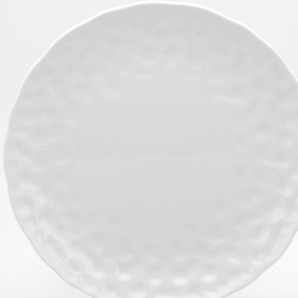 White Six Piece Round Pebbled Porcelain Set of 6 Salad Plate Set