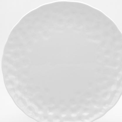 White Six Piece Round Pebbled Porcelain Set of 6 Salad Plate Set