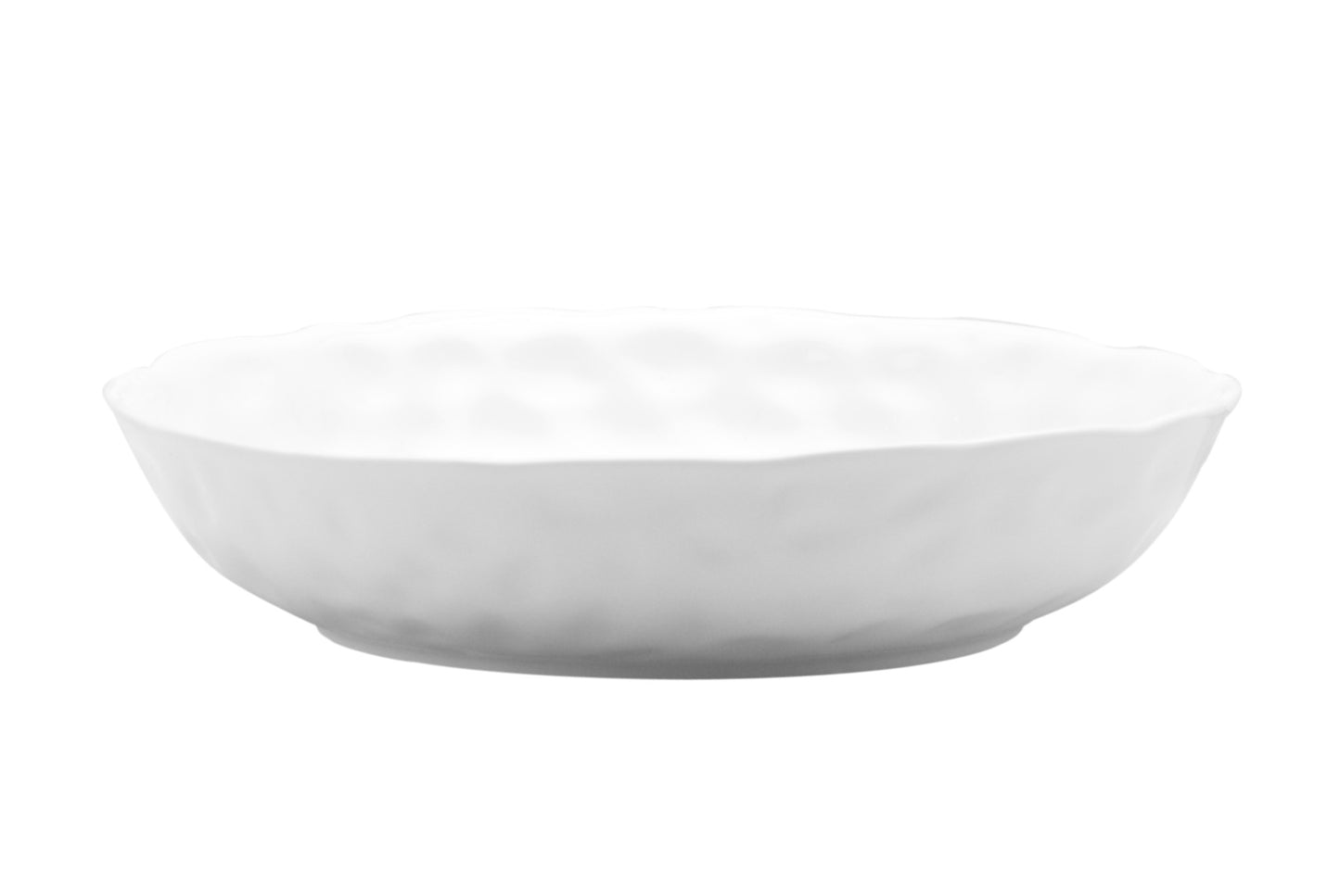 White Six Piece Round Pebbled Porcelain Set of 6 Bowl Set