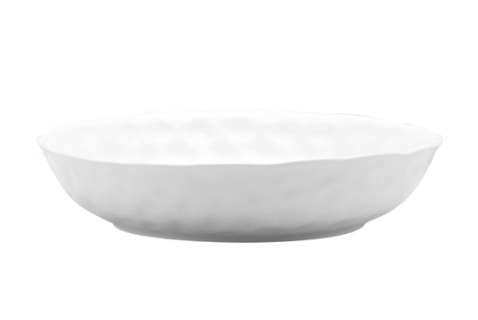 White Six Piece Round Pebbled Porcelain Set of 6 Bowl Set