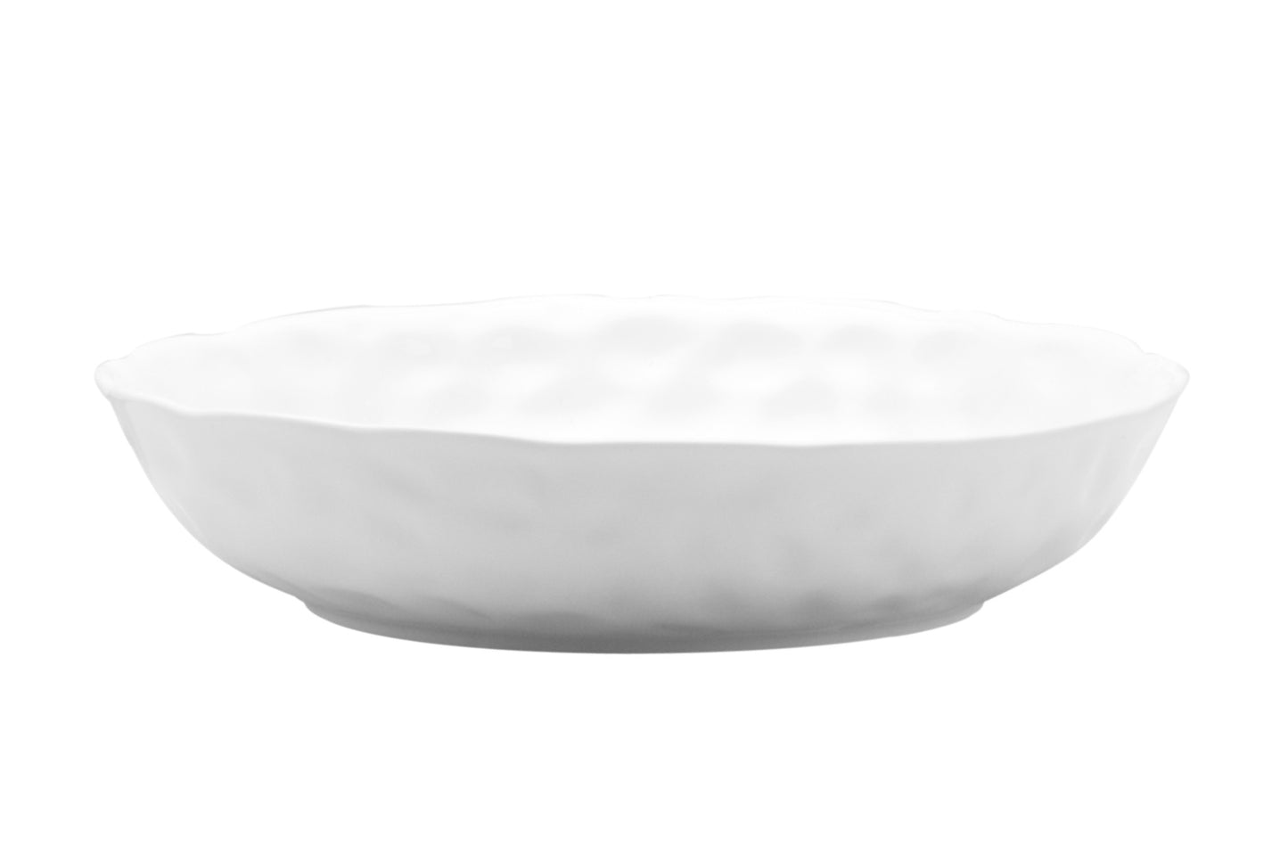 White Six Piece Round Pebbled Porcelain Set of 6 Bowl Set