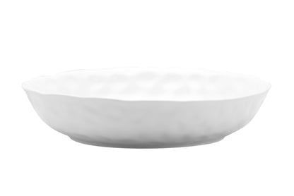 White Six Piece Round Pebbled Porcelain Set of 6 Bowl Set
