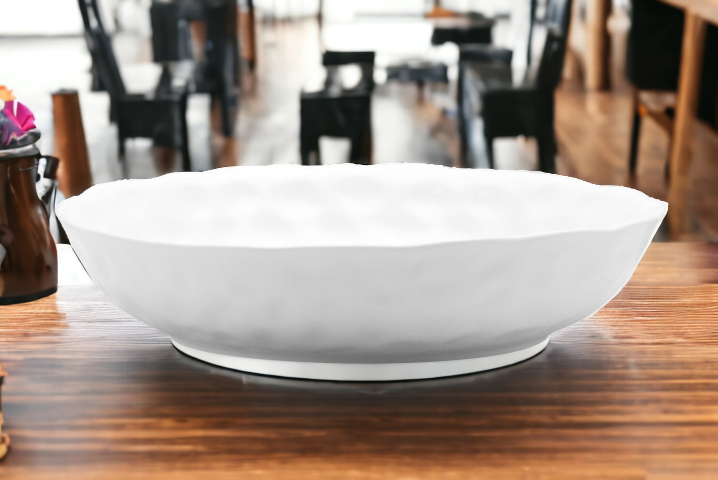 White Six Piece Round Pebbled Porcelain Set of 6 Bowl Set
