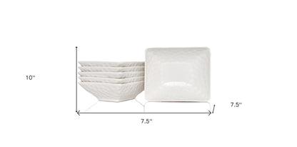 White Six Piece Pebbled Porcelain Set of 6 Bowl Set