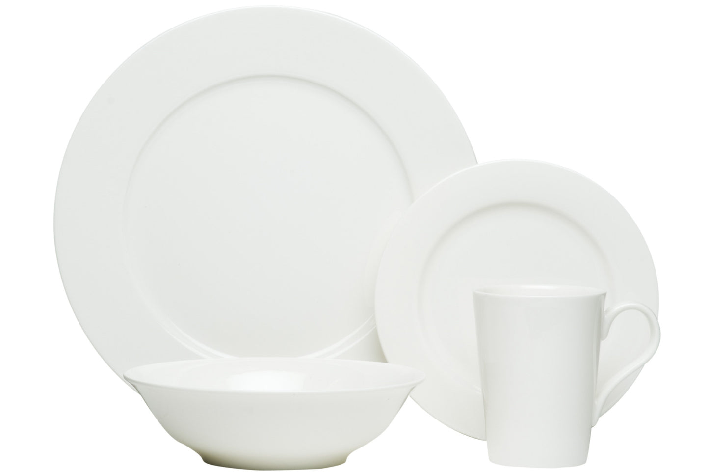 White 16-Piece Round Bone China Set of 4 Dinnerware Set