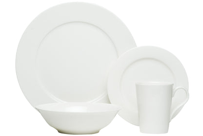 White 16-Piece Round Bone China Set of 4 Dinnerware Set