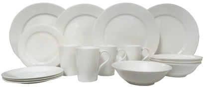 White 16-Piece Round Bone China Set of 4 Dinnerware Set