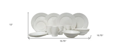 White 16-Piece Round Bone China Set of 4 Dinnerware Set