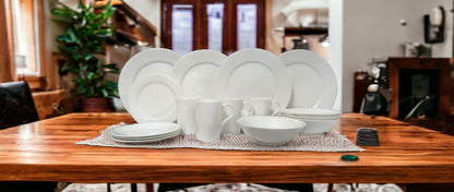 White 16-Piece Round Bone China Set of 4 Dinnerware Set