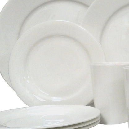 White 16-Piece Round Bone China Set of 4 Dinnerware Set