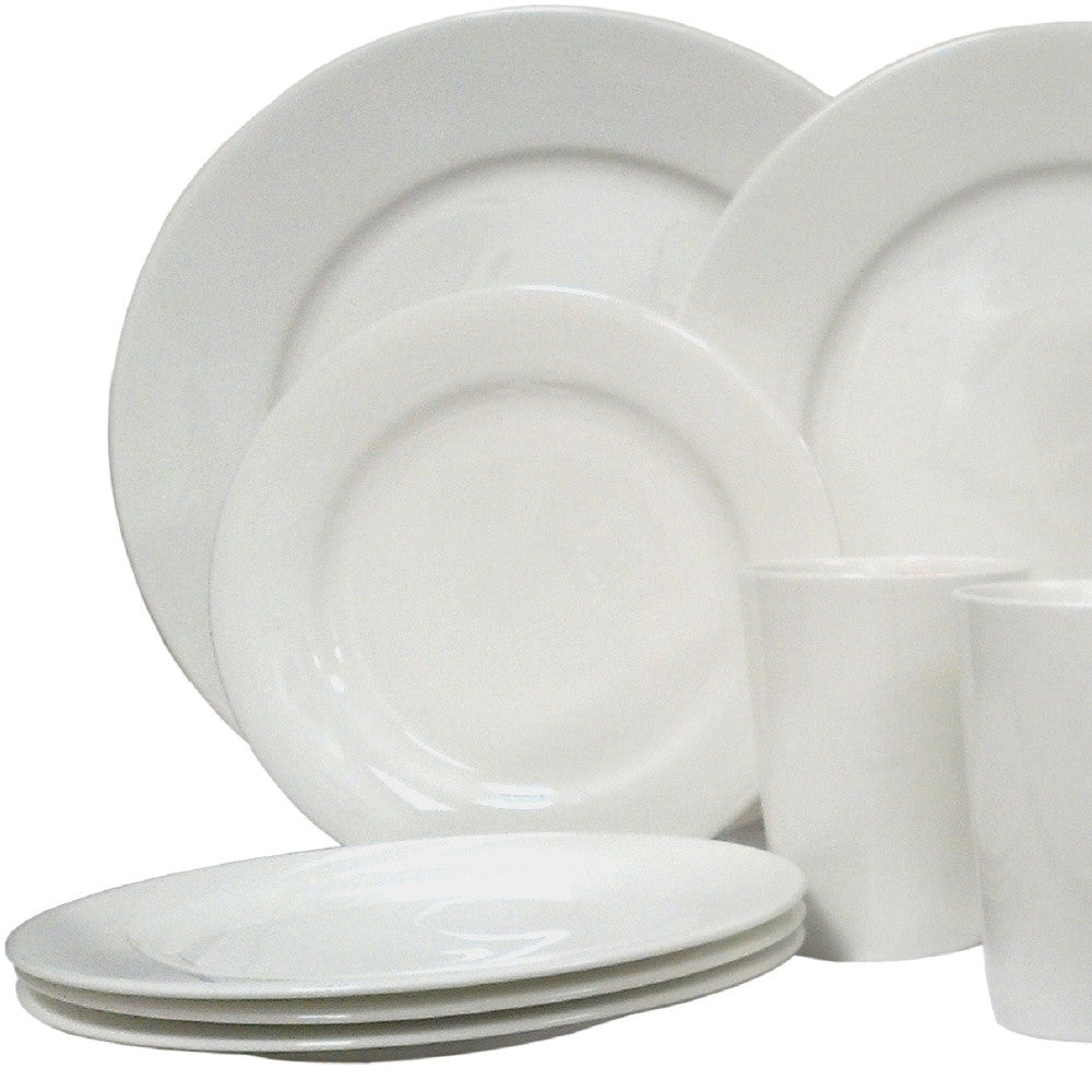 White 16-Piece Round Bone China Set of 4 Dinnerware Set