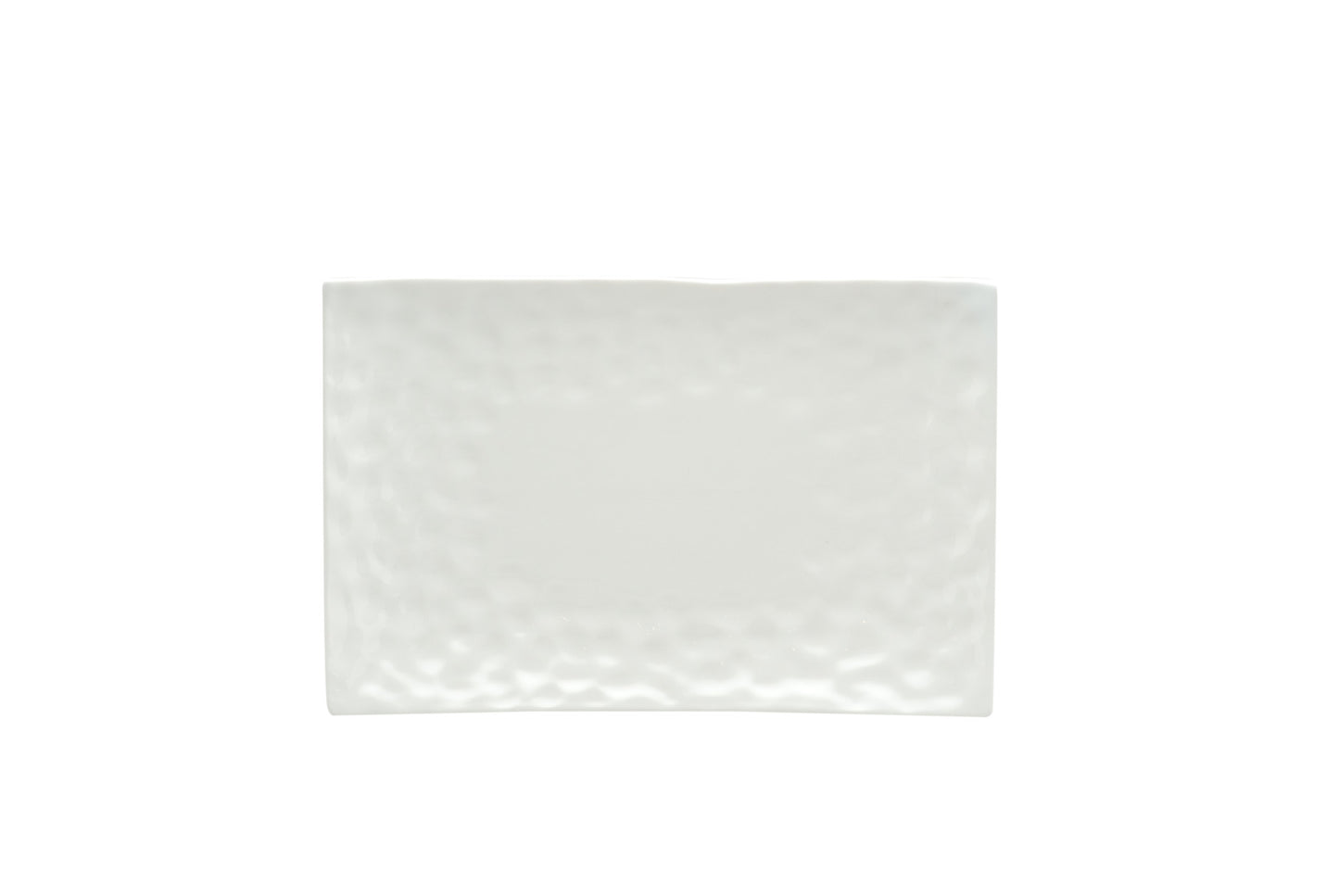 White Six Piece Rectangle Pebbled Porcelain Set of 6 Salad Plate Set