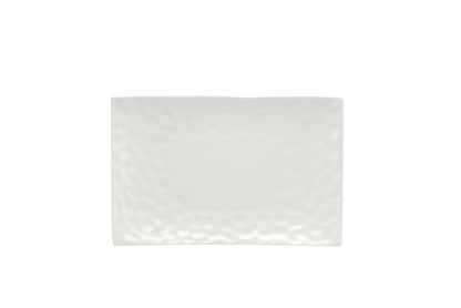 White Six Piece Rectangle Pebbled Porcelain Set of 6 Salad Plate Set