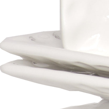 White Six Piece Rectangle Pebbled Porcelain Set of 6 Salad Plate Set