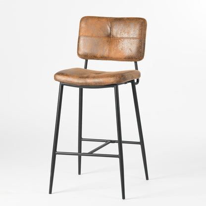 Brown & Black Faux Leather & Steel Low Back Counter Height Bar Chairs - Set of 2