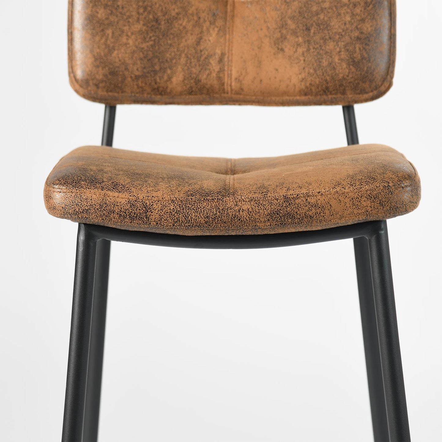 Brown & Black Faux Leather & Steel Low Back Counter Height Bar Chairs - Set of 2