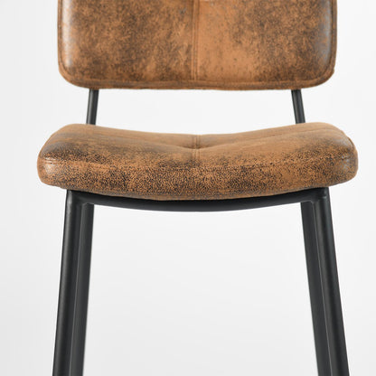 Brown & Black Faux Leather & Steel Low Back Counter Height Bar Chairs - Set of 2