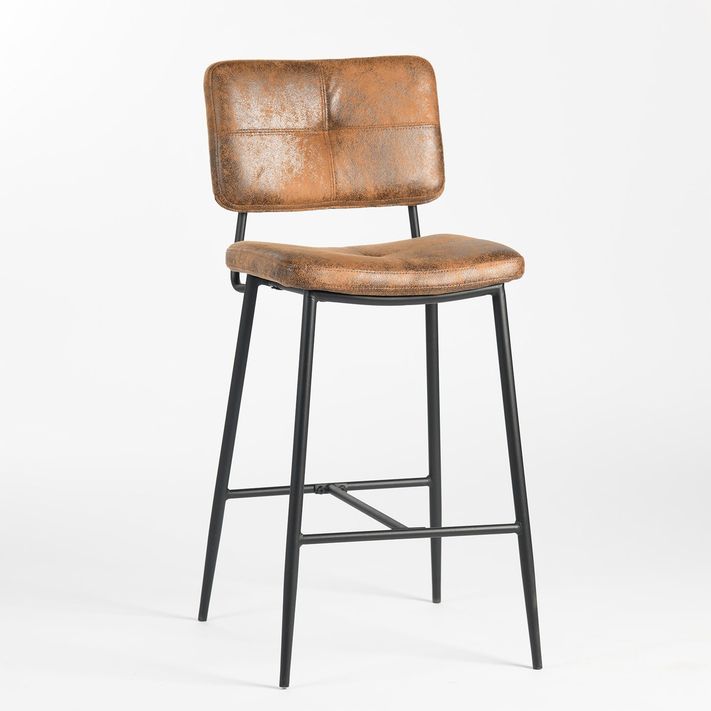 Callahan Brown & Black Faux Leather & Steel Low Back Counter Height Bar Chairs - Set of 2
