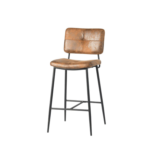 Brown & Black Faux Leather & Steel Low Back Counter Height Bar Chairs - Set of 2