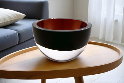 Brown Mouth Blown Crystal Thick Walled Bowl