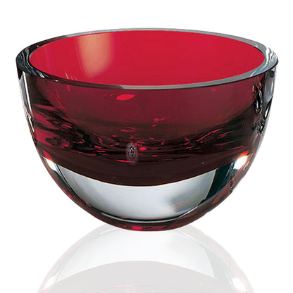 Red Mouth Blown Crystal Thick Walled Bowl
