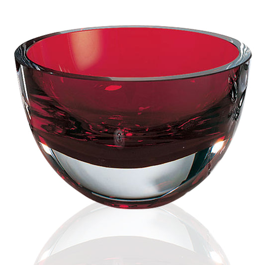 Red Mouth Blown Crystal Thick Walled Bowl
