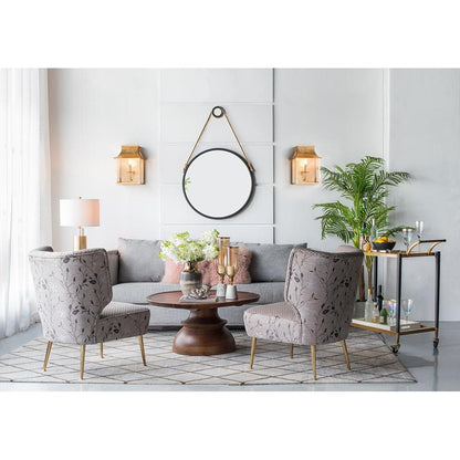 Black Fame Round Wall Hanging Accent Mirror with Rope