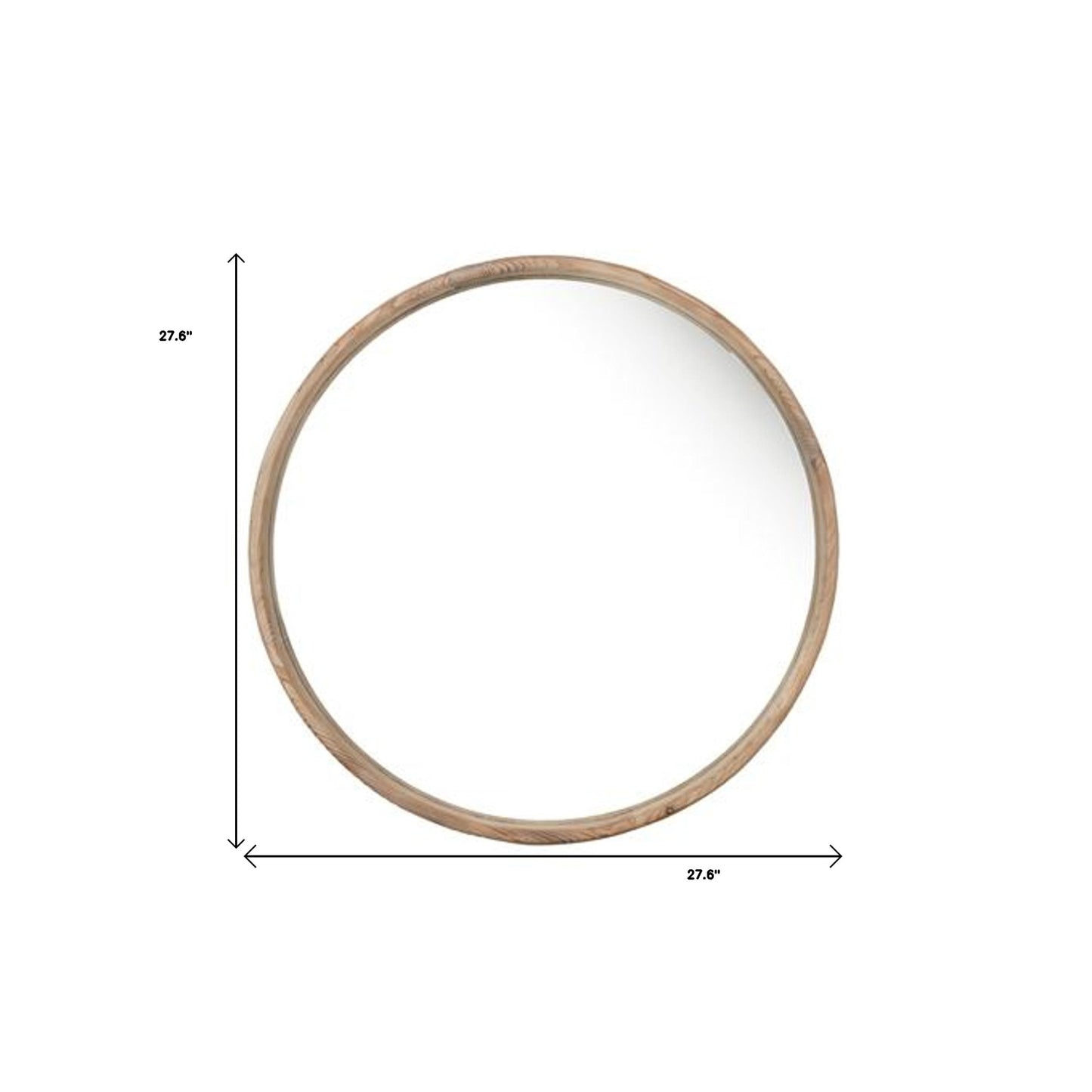 Natural Rustic Brown Wood Frame Round Wall Mounted Accent Mirror