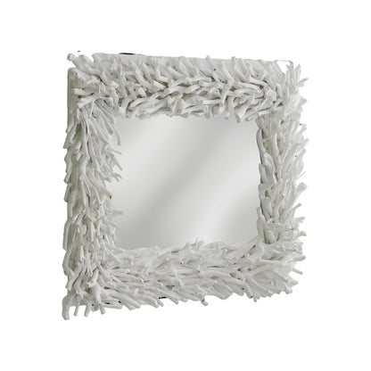 White Rattan Framed Accent Mirror