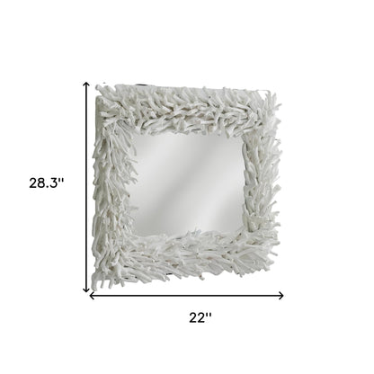 White Rattan Framed Accent Mirror