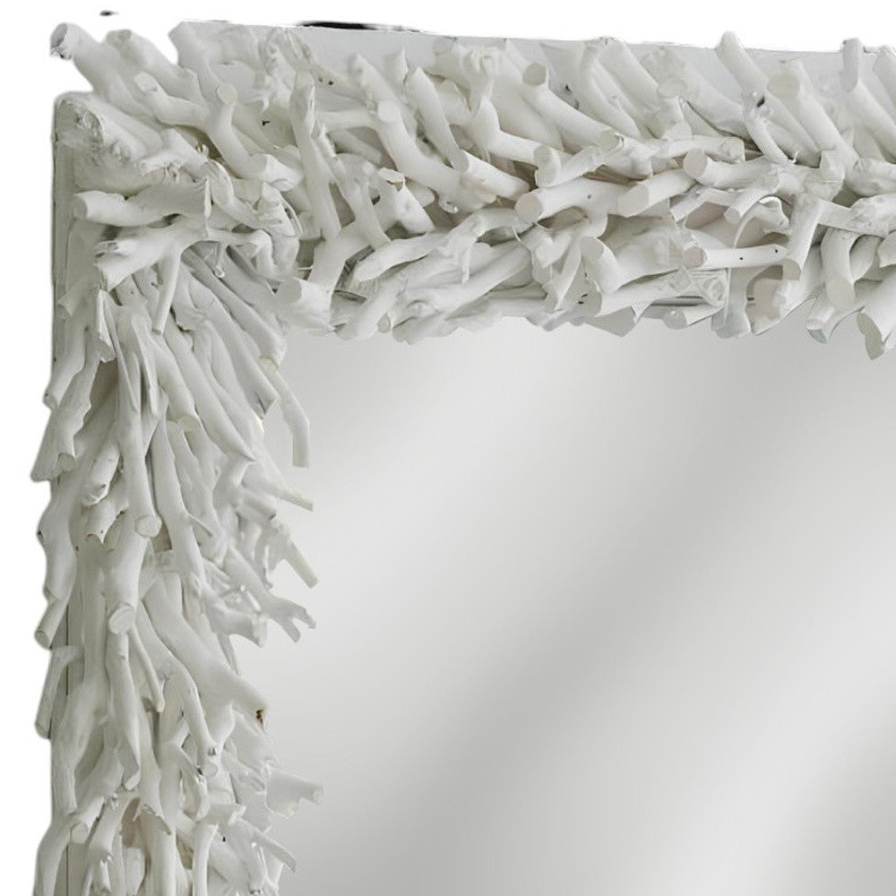White Rattan Framed Accent Mirror