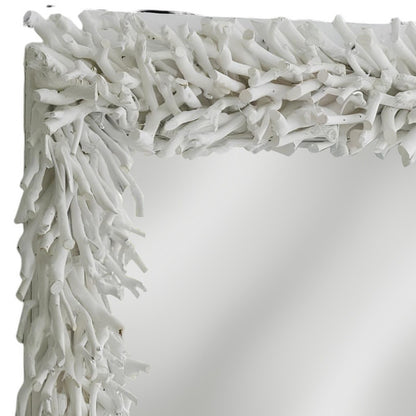 White Rattan Framed Accent Mirror