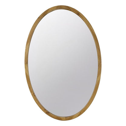 Brown Oval Solid Wood Accent Mirror