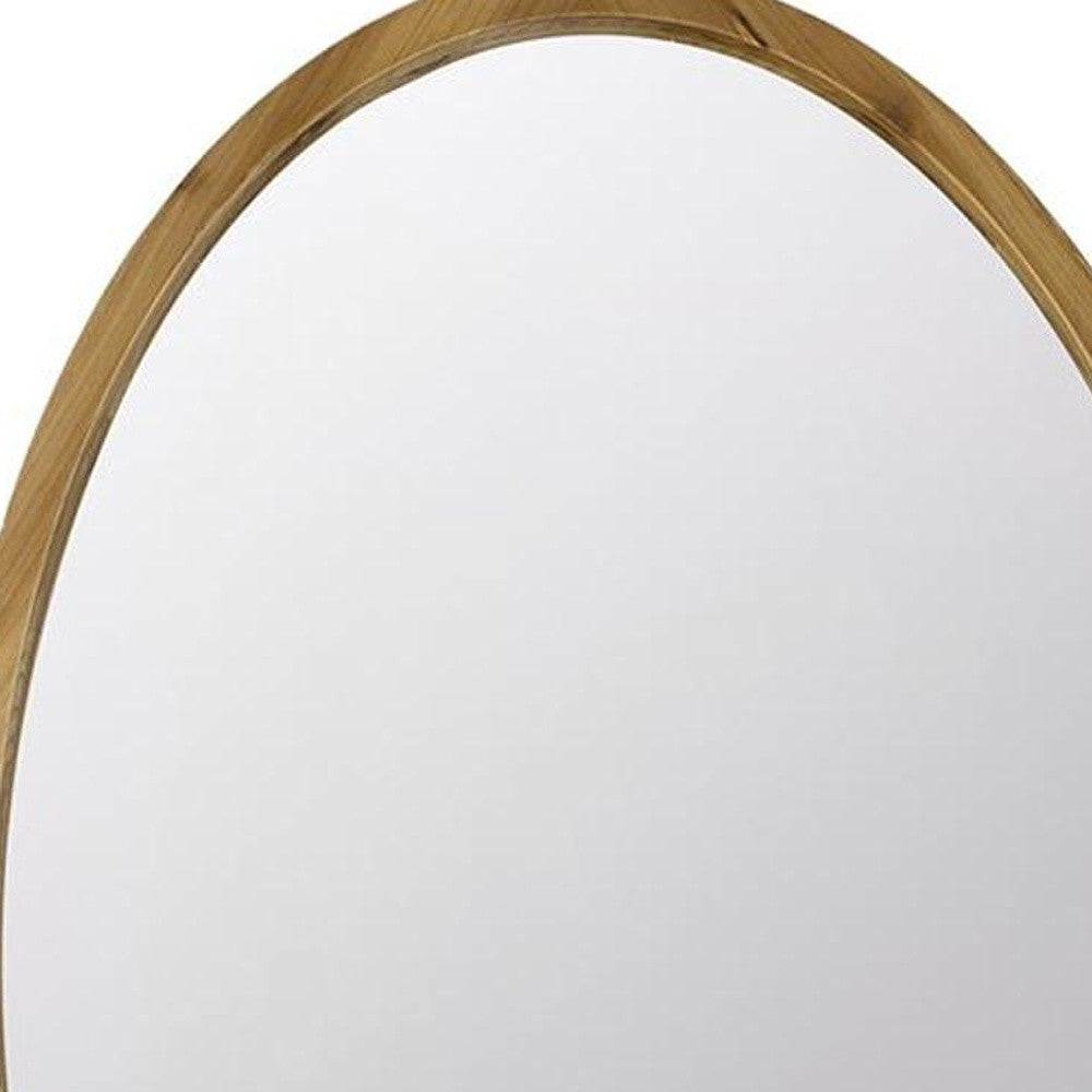 Brown Oval Solid Wood Accent Mirror