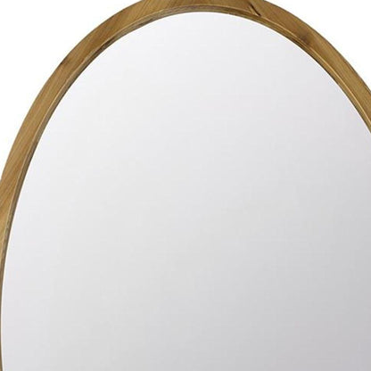 Brown Oval Solid Wood Accent Mirror