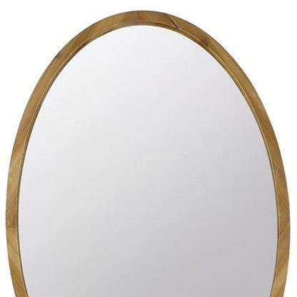 Brown Oval Solid Wood Accent Mirror