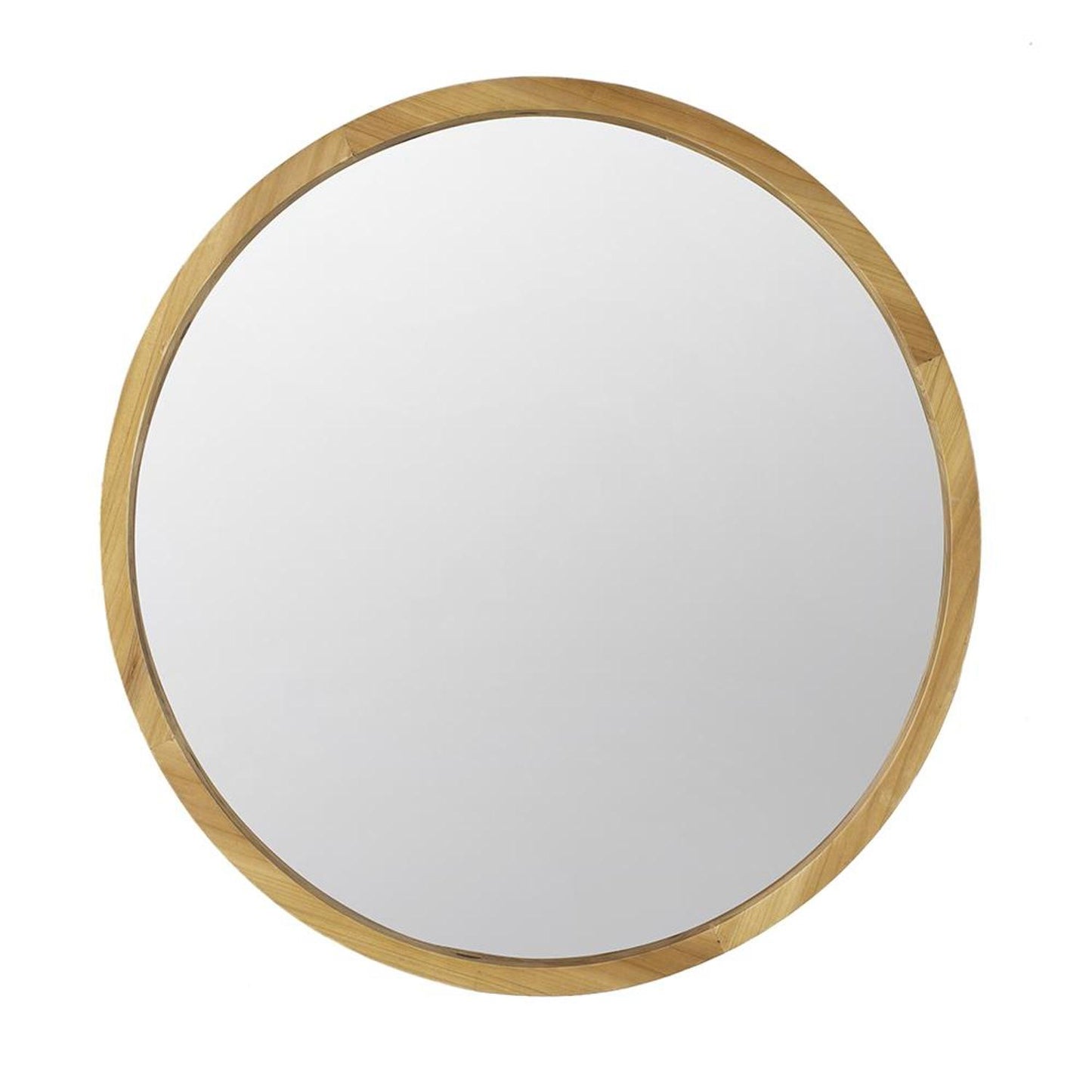 Brown Round Solid Wood Accent Mirror