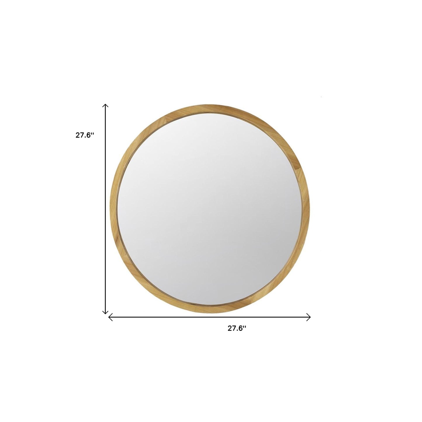 Brown Round Solid Wood Accent Mirror