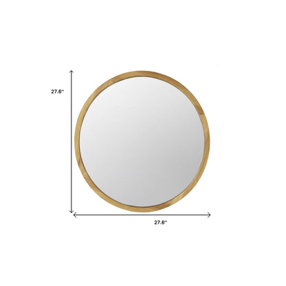 Brown Round Solid Wood Accent Mirror