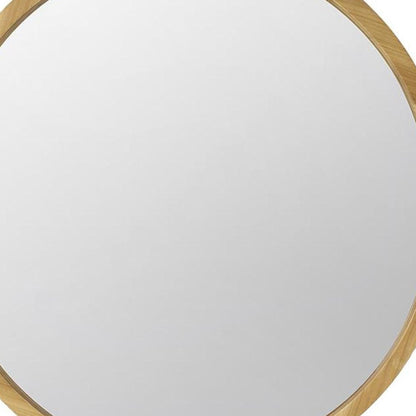 Brown Round Solid Wood Accent Mirror