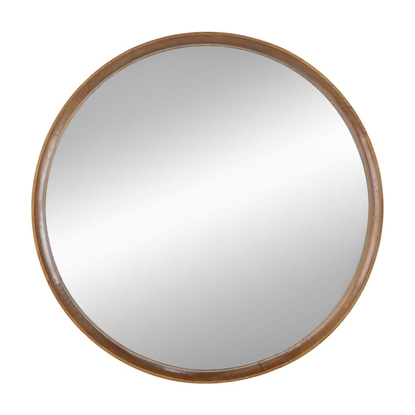 Brown Round Wood Framed Accent Mirror