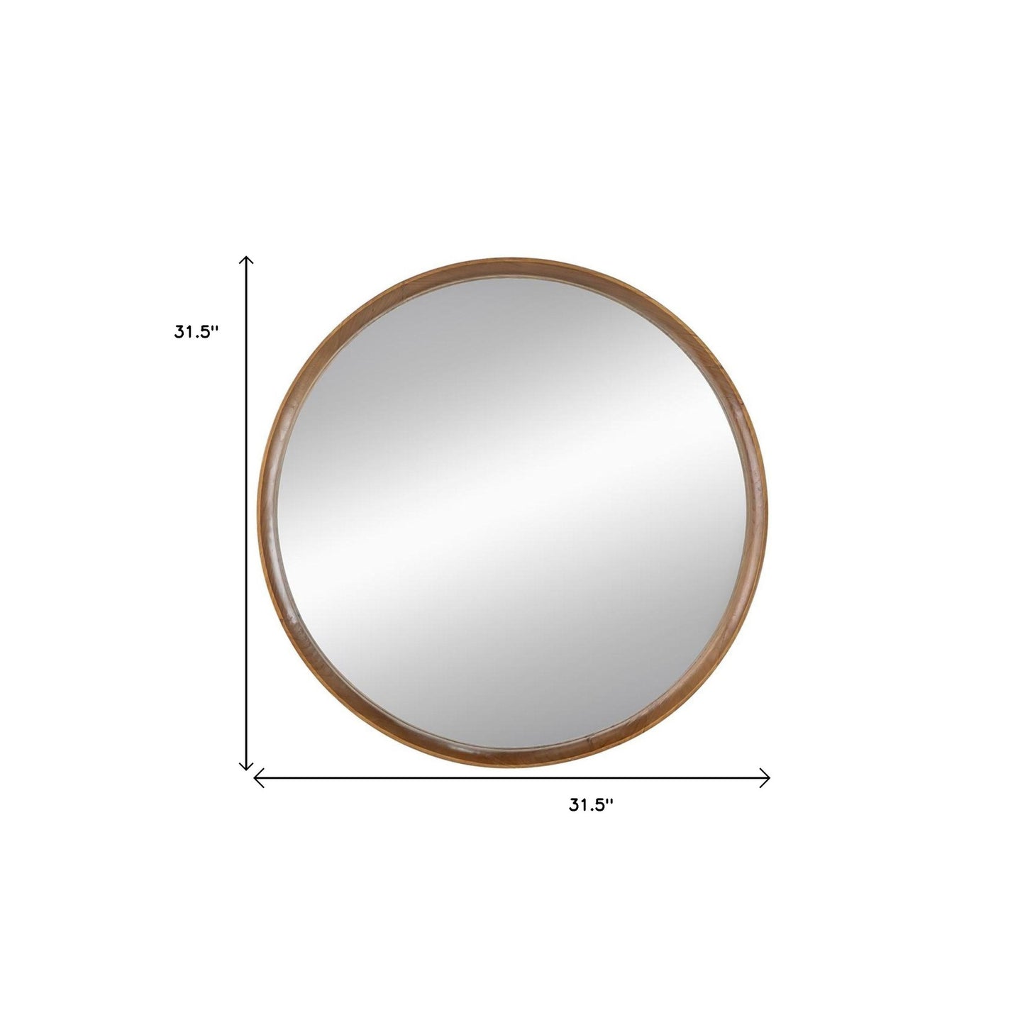 Brown Round Wood Framed Accent Mirror