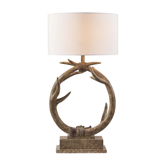 Brown Rustic Faux Antlers Table Lamp w/ Shade