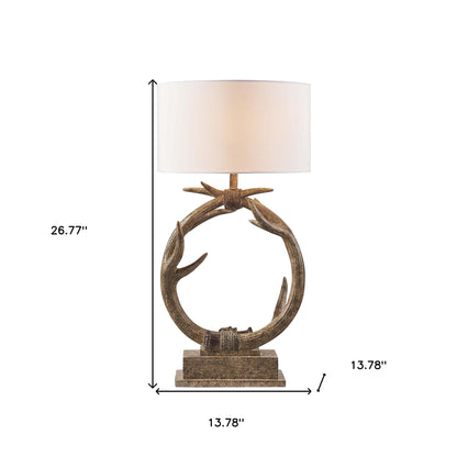Brown Rustic Faux Antlers Table Lamp w/ Shade