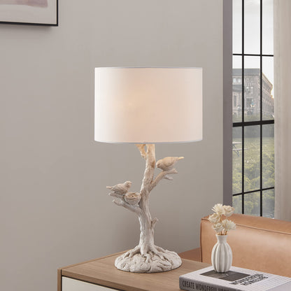 White Birds in a Tree Table Lamp w/ Shade