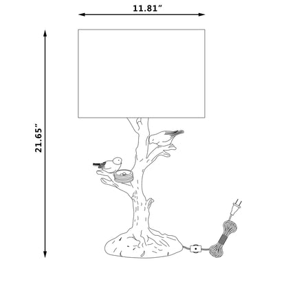 White Birds in a Tree Table Lamp w/ Shade